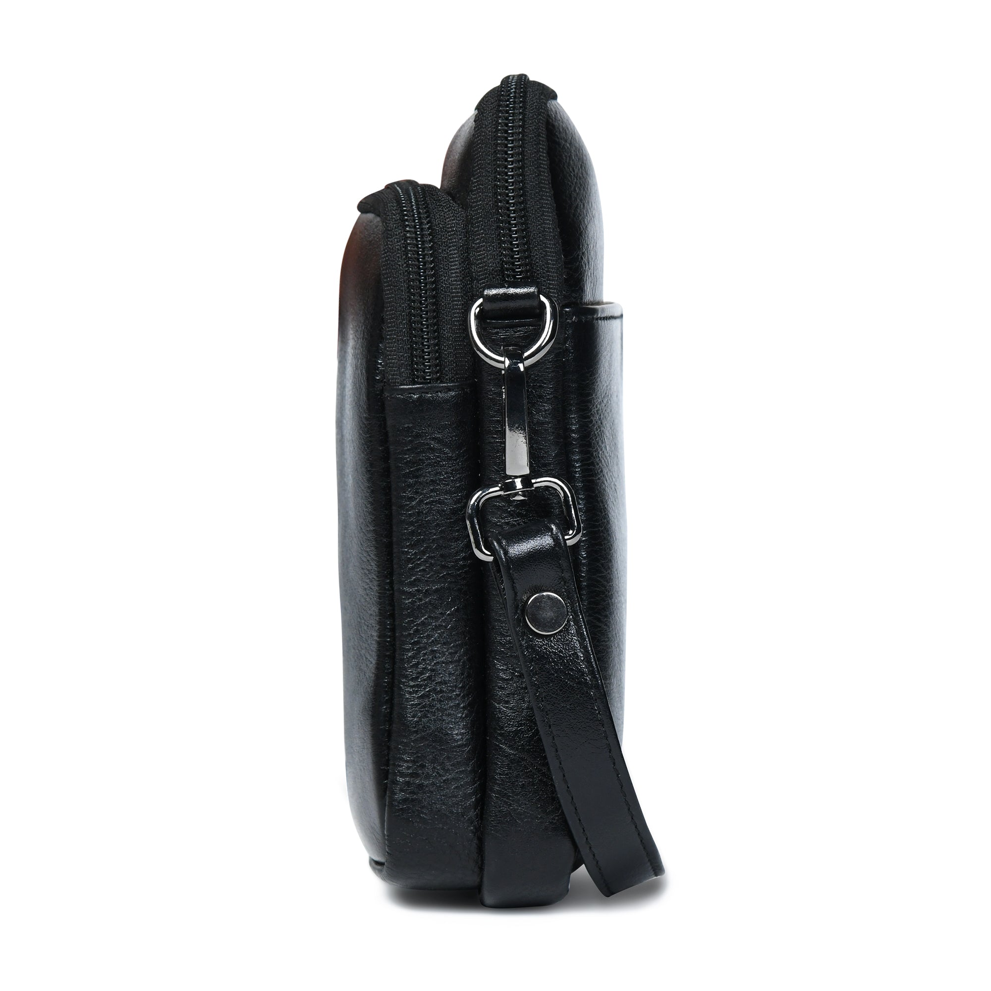 AmberStride Leather Sling Bag – Black Colour